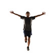 © sutadimages - Runners showing various gestures on white background, Runner in motion concept.