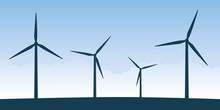 Windmills Silhouette Wind Power Energy Concept Vector Illustration EPS10