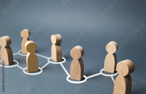 Fotomural Chain of people figurines connected by white lines