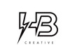 © twindesigner - HB Letter Logo Design With Lighting Thunder Bolt. Electric Bolt Letter Logo
