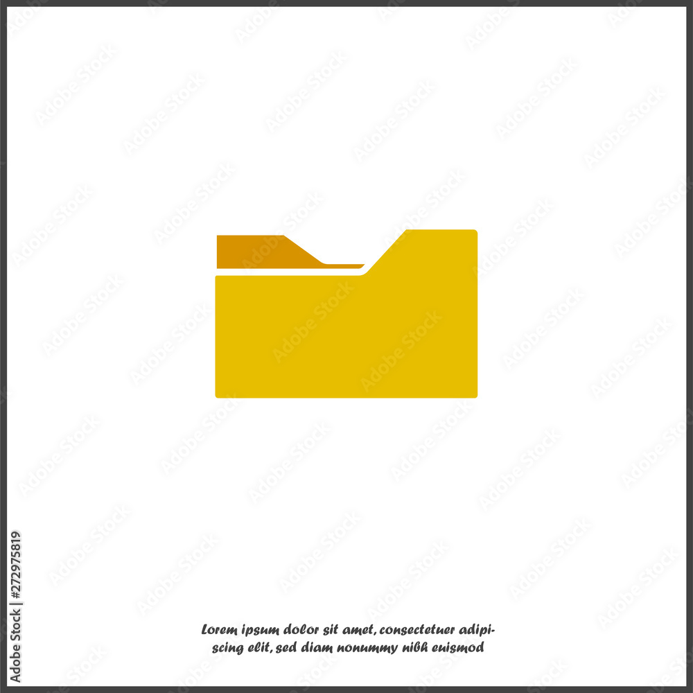 Yellow folder icon with a sheet of paper. Vector folder icon on white ...