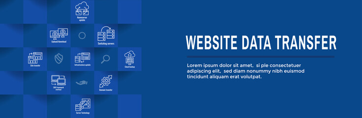 Wall Mural - Website Data Transfer Icon Set and Web Header Banner