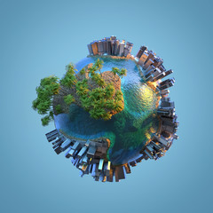 Wall Mural - city on a small planet