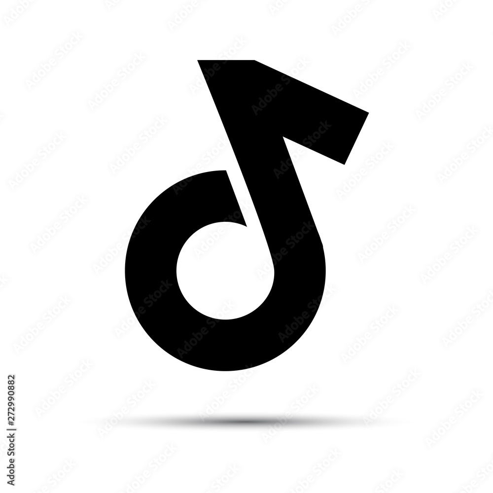 Music note. Icon Flat. Logo or emblem for musical dance social media application. Vector illustration. - obrazy, fototapety, plakaty 