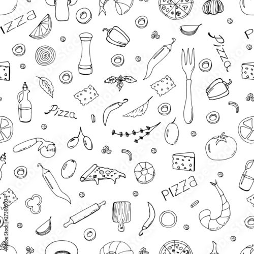 hand-drawn-vector-doodle-pizza-seamless-pattern-useful-for-packaging-menu-design-and-interior-decorating-hand-drawn-lettering-illustration-isolated-on-white-background
