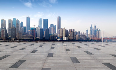 empty ground with nobody, view of chongqing city, in china. 