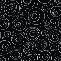  Curls, twisted lines. Seamless pattern. Vector illustration.