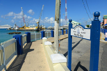 Wall Mural - Sign of Hog Sty Bay on Maritime Heritage Trail in downtown George Town, Grand Cayman, Cayman Islands.