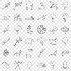 Sticker - Bug icons set. Outline style of 36 bug vector icons for web for any design