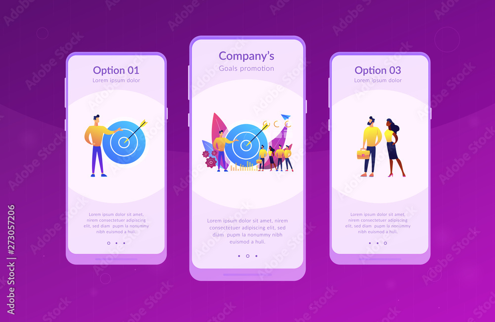 Big target, manager and employees engaged in company goals. Internal ...