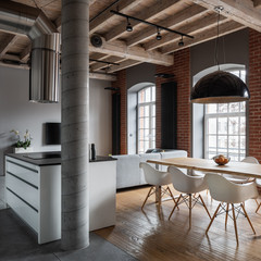 Wall Mural - Loft interior with open kitchen