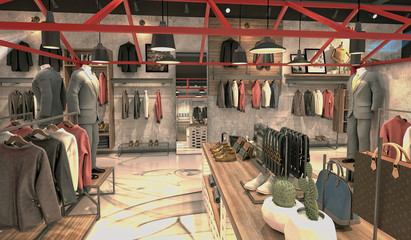 Sticker - 3d render of fashion shop