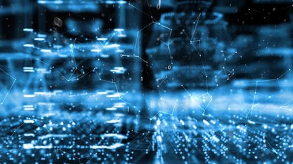 Artistic digital computer network with binary numbers.
