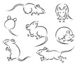 © yomogi - ねずみ　いろいろな動きとポーズ　線画