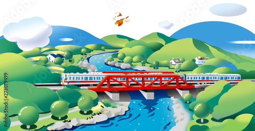 鉄橋の電車の風景 Stock イラスト Adobe Stock 鉄橋の電車の風景 Stock イラスト Adobe Stock