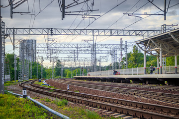 Wall Mural - Russian railway. Summer railway. Rails and sleepers.