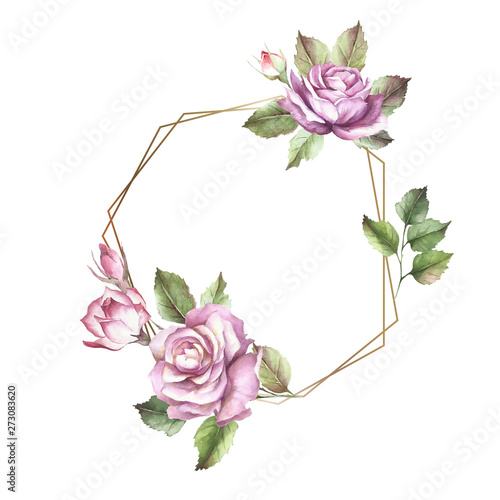 Universal background with roses. Hand draw watercolor illustration.