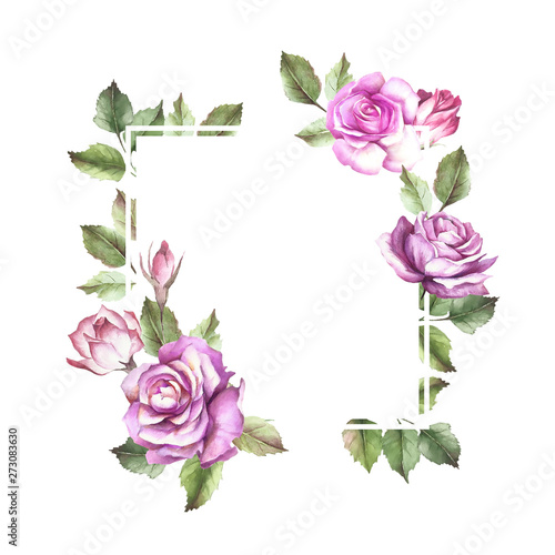 Universal background with roses. Hand draw watercolor illustration.