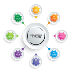 Wall Mural - infographics circle paper with 8 data template. vector illustration abstract background. can be used