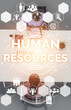 © InfiniteFlow - Human Resources Recruitment and People Networking Concept. Modern graphic interface showing professional employee hiring and headhunter seeking interview candidate for future manpower.