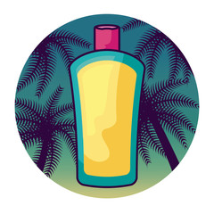 Sticker - solar blocker bottle with tropical palm in frame