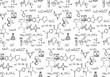 Chemical formula and outlines on whiteboard. Vector seamless pattern. Scientific  and education background. 