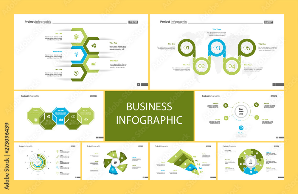Creative infographic diagrams with geometric elements for project ...