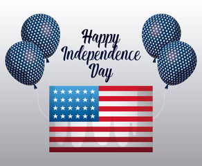 Wall Mural - happy independence day card with flag and balloons helium