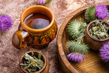 Wall Mural - Milk thistle with flowers