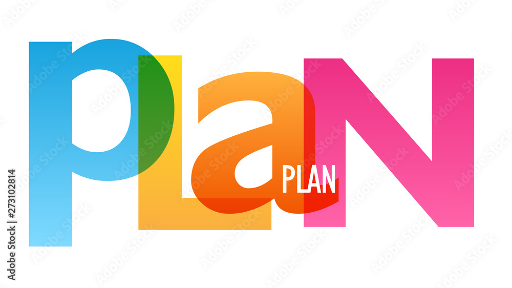 PLAN colorful vector concept word typography banner Stock Vector ...