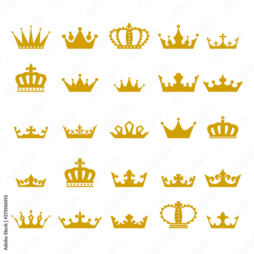 Crown icon set heraldic symbol vector illustration. - obrazy, fototapety, plakaty 