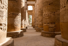 Anscient Temple Of Karnak In Luxor - Archology Ruine Thebes Egypt Beside The Nile River