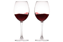 Set Of Glasses With Red Wine