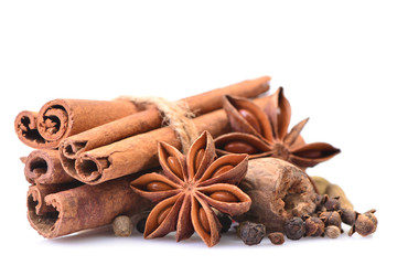 Spices on a white background