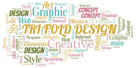 tri fold design word cloud. wordcloud made with text only.