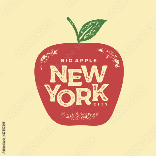 Fotografía New York big apple red print Vector illustration