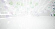 © SERGEYMANSUROV - Abstract white and colored gradient glasses interior multilevel public space with window. 3D illustration and rendering.