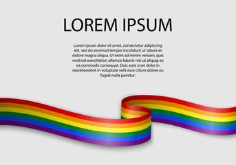 Wall Mural - Waving ribbon or banner with flag of LGBT pride.