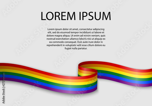 Waving ribbon or banner with flag of LGBT pride. Canvas