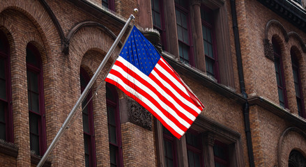 Fototapete - American flag in Manhattan New York downtown