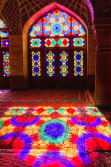 Wall Mural - SHIRAZ, IRAN - NOVEMBER 21, 2016: Nasir al-Mulk mosque or Pink mosque, Shiraz, Iran. It was built in 1888 and is known in Persian as Masjed-e Naseer ol Molk.