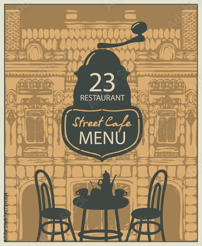 Vector Menu For Street Cafe Or Restaurant With Table Set For