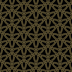  Seamless vector golden ornament in arabian style. Geometric abstract background. Pattern for wallpapers and backgrounds