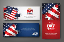 Set Banner Design Template. Fourth Of July Independence Day, Vector Illustration
