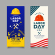 © Sarunyu_foto - Happy Labor day Engineer cap with wrench, hammer vector and building construction vertical banners collections design background. illustration