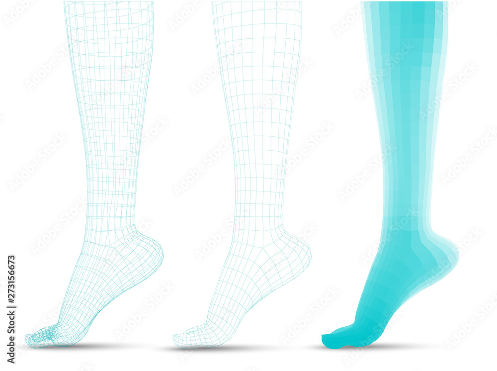 set of vector female legs. 3d illustration of lifting the leg. health ...