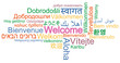 WELCOME word cloud in many different languages vector illustration