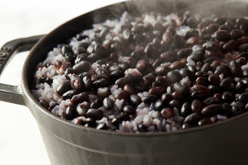 Wall Mural - Steamed rice with black beans 