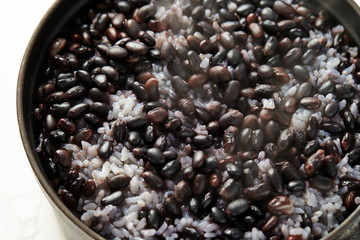 Wall Mural - Steamed rice with black beans 