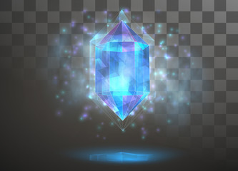 Wall Mural - vector crystal. power and energy of the elements. blue, violet, neon glow.